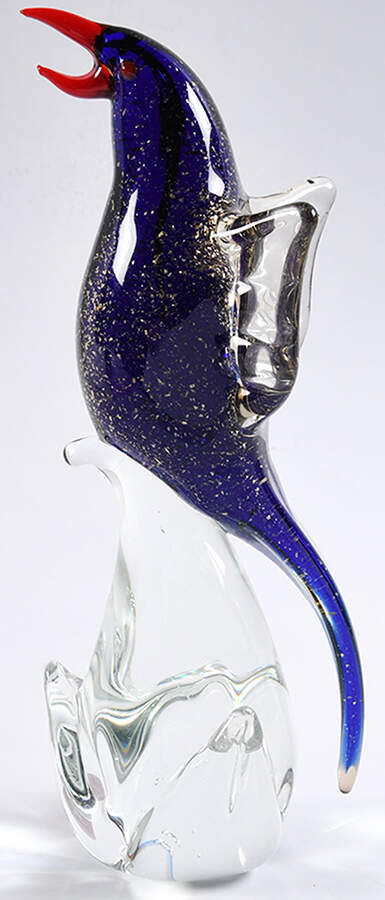 Murano Figurines Cobalt Bird With Gold Flecks - No Box by Murano Glass-1