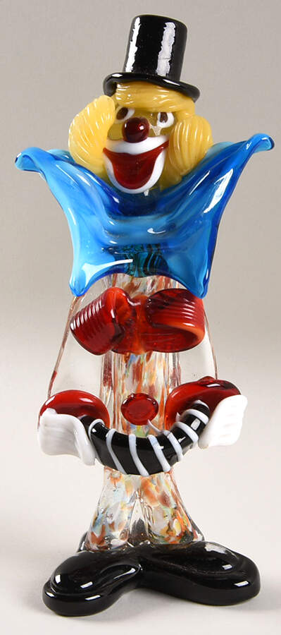 Murano Figurines Clown With Big Blue Bowtie - No Box by Murano Glass-1