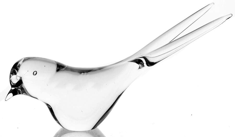 Murano Figurines Bird-Clear 2 Tail Feathers - No Box by Murano Glass-1