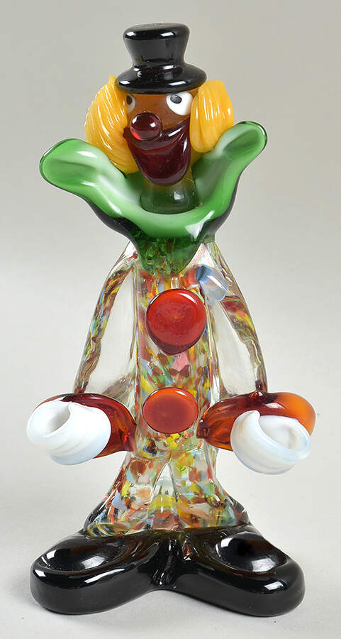 Murano Figurines Clown W/Green Bow & Black Hat - No Box 108 by Murano Glass-1