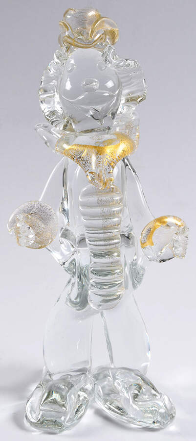 Murano Figurines Clown - Clear & Gold - No Box by Murano Glass-1