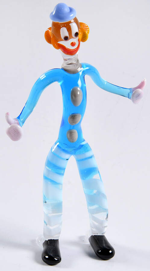 Murano Figurines Clown Small Light Blue White - No Box by Murano Glass-1