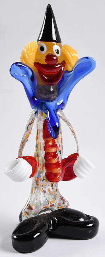 Murano Figurines Clown Blue Ruffles Red Colar - No Box by Murano Glass-1