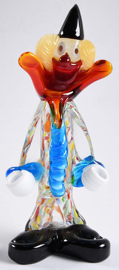 Murano Figurines Clown Red Ruffles Blue Colar - No Box by Murano Glass-1