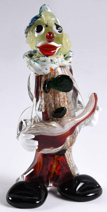 Murano Figurines Clown With Guitar - No Box by Murano Glass-1