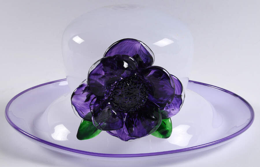 Murano Figurines Hat -White W/Purple Flower - No Box by Murano Glass-1