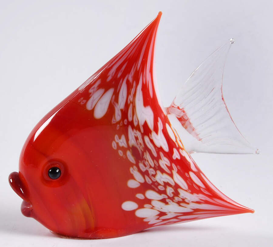 Murano Figurines Miniature Angel Fish-Red W/Whi - No Box by Murano Glass-1