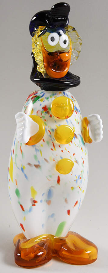 Murano Figurines Clown Large Blue Hat Yellow Shoes - No Box by Murano Glass-1