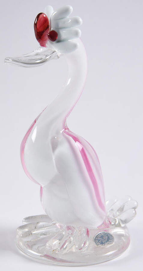 Murano Figurines Goose-White, Pink Stripes - No Box by Murano Glass-1