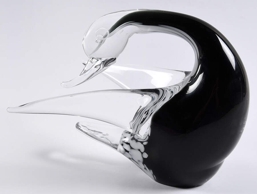 Murano Figurines Black And White Duck - No Box by Murano Glass-1
