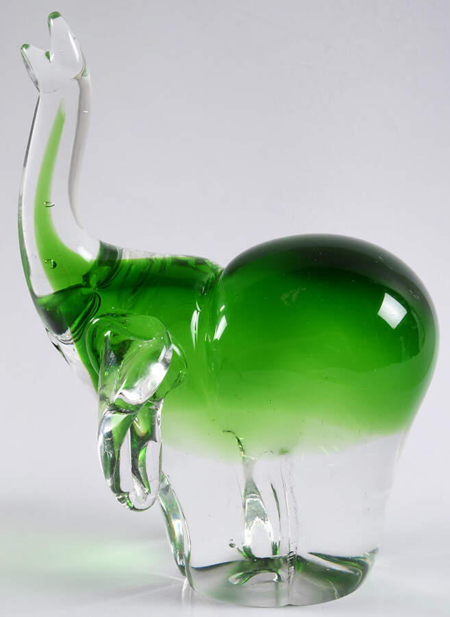 Murano Figurines Elephant Green - No Box by Murano Glass-1