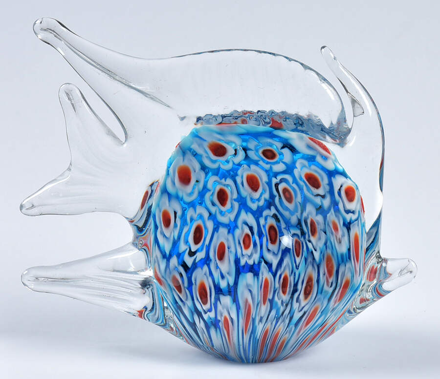Murano Figurines Angelfish Millefiori Blue Red White' - No Box by Murano Glass-1