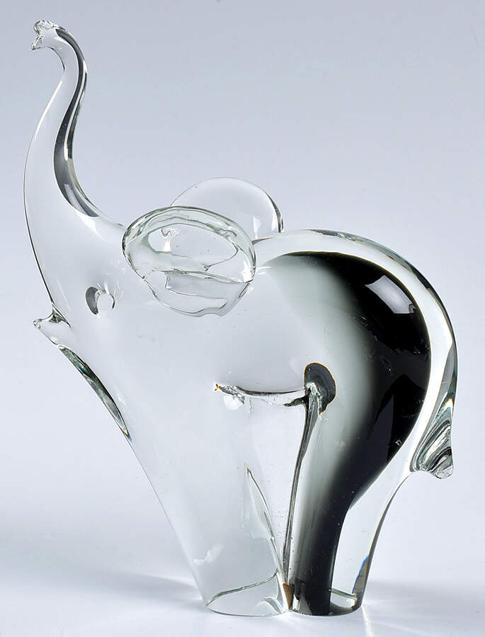 Murano Figurines Elephant - Clear & Black - No Box by Murano Glass-1