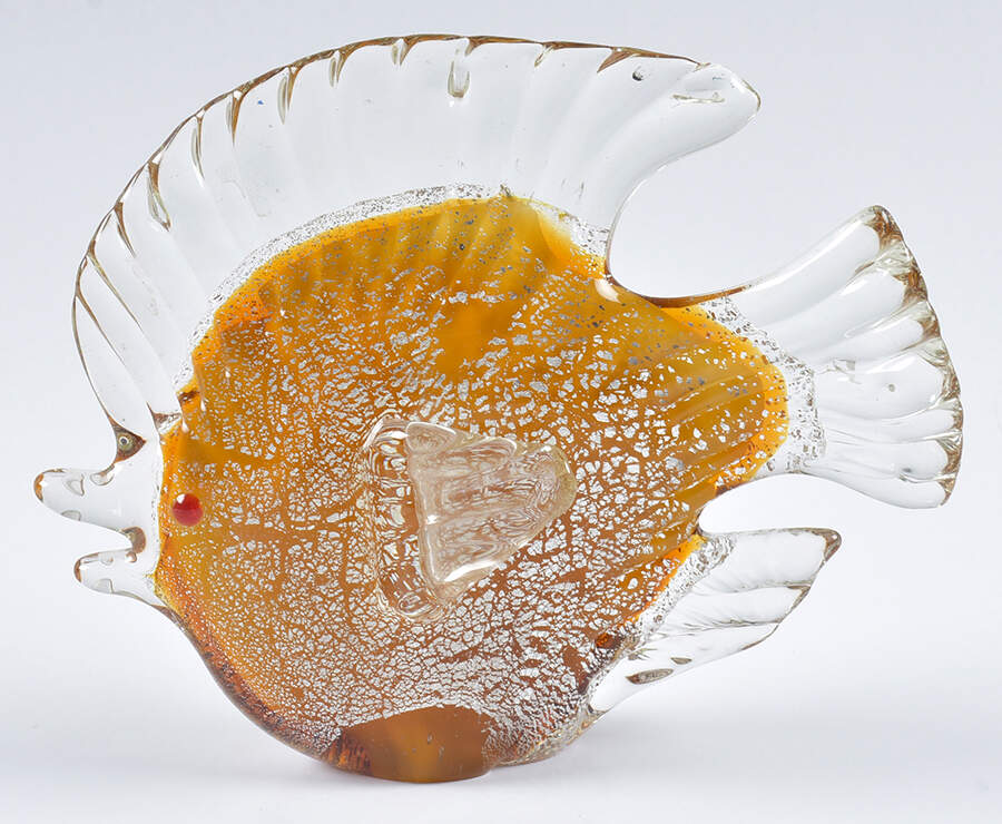 Murano Figurines Angelfish - Yellow And Silver - No Box by Murano Glass-1