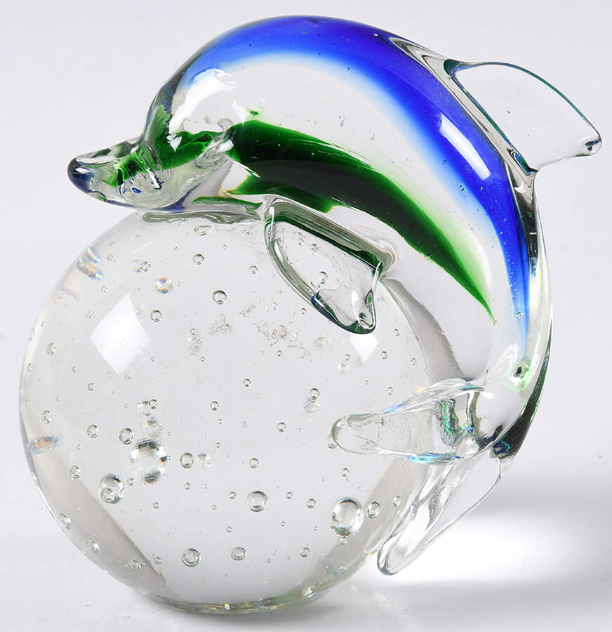 Murano Figurines Dolphin On Ball - No Box by Murano Glass-1