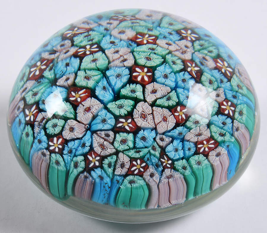 Murano Figurines Millefiori Paperweight - Green Blue Red - No Box by Murano Glass-1