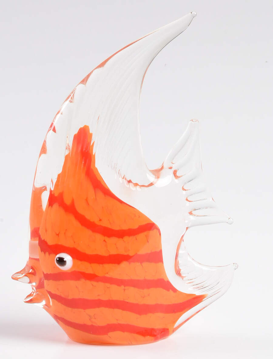 Murano Figurines Fish - Orange And Red Stripes - No Box by Murano Glass-1