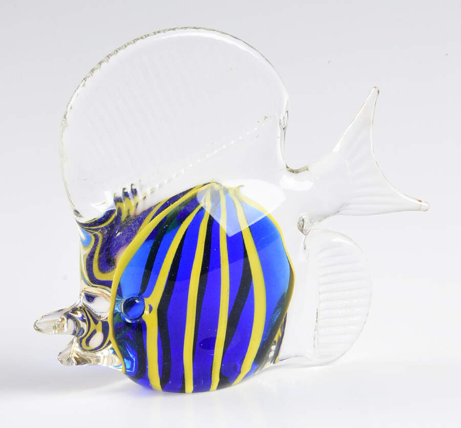 Murano Figurines Fish - Blue And Yellow Stripes - No Box by Murano Glass-1