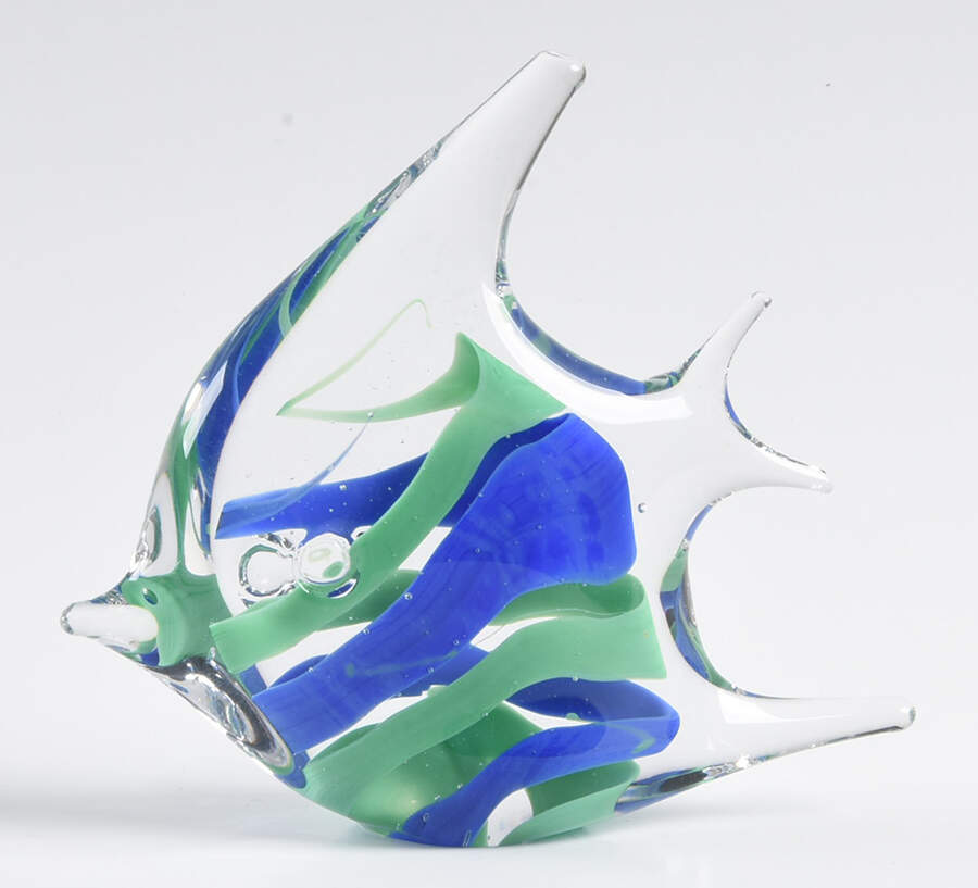 Murano Figurines Fish - Blue  And Green Swirls - No Box by Murano Glass-1