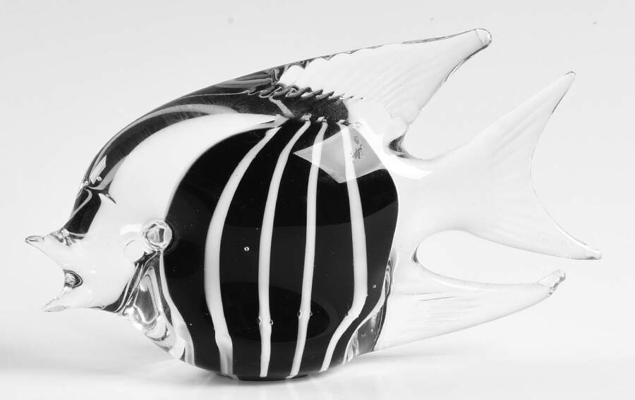 Murano Figurines Fish - Black And White Stipes - No Box by Murano Glass-1