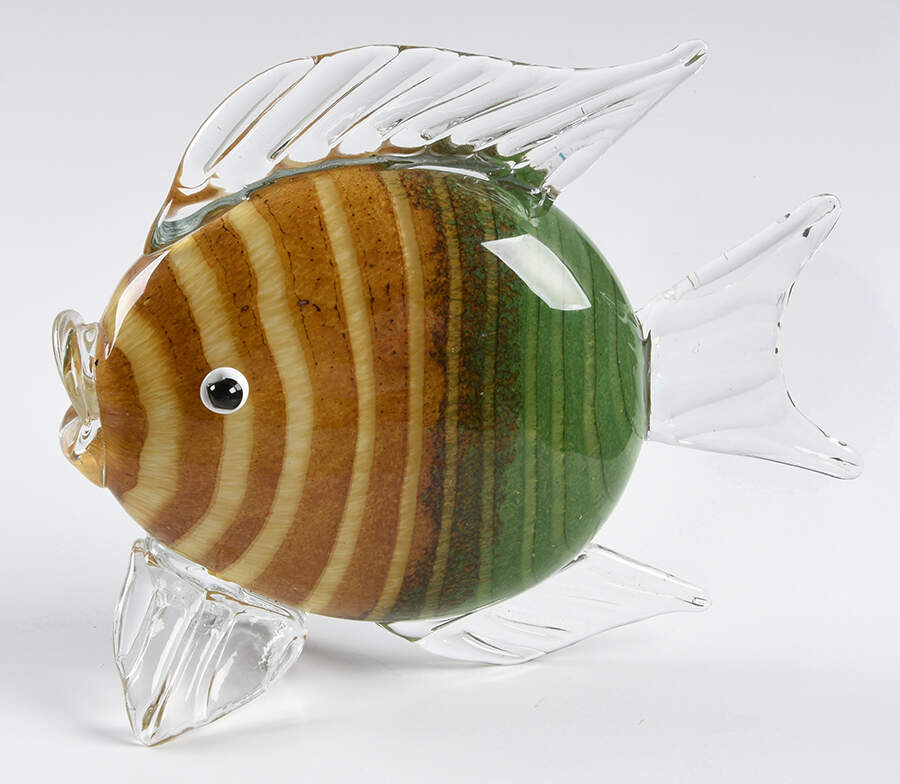 Murano Figurines Fish - Yellow Green Stirpes - No Box by Murano Glass-1