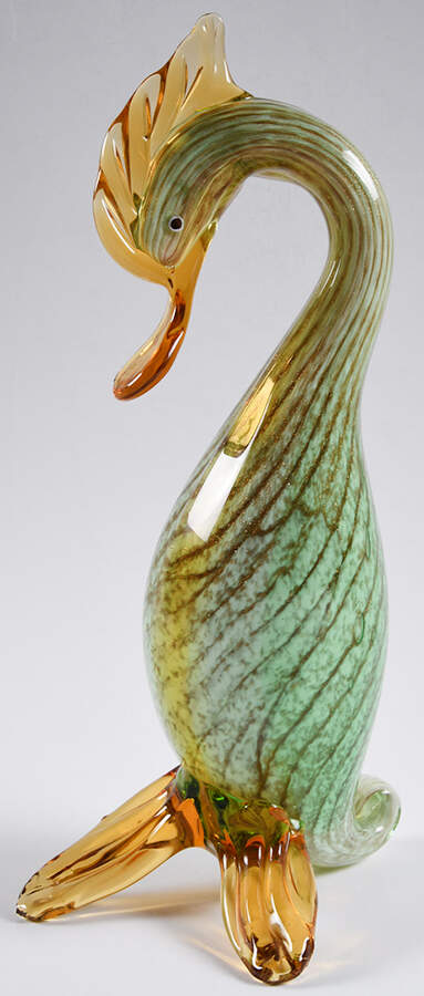 Murano Figurines Duck - Green And Amber - No Box by Murano Glass-1
