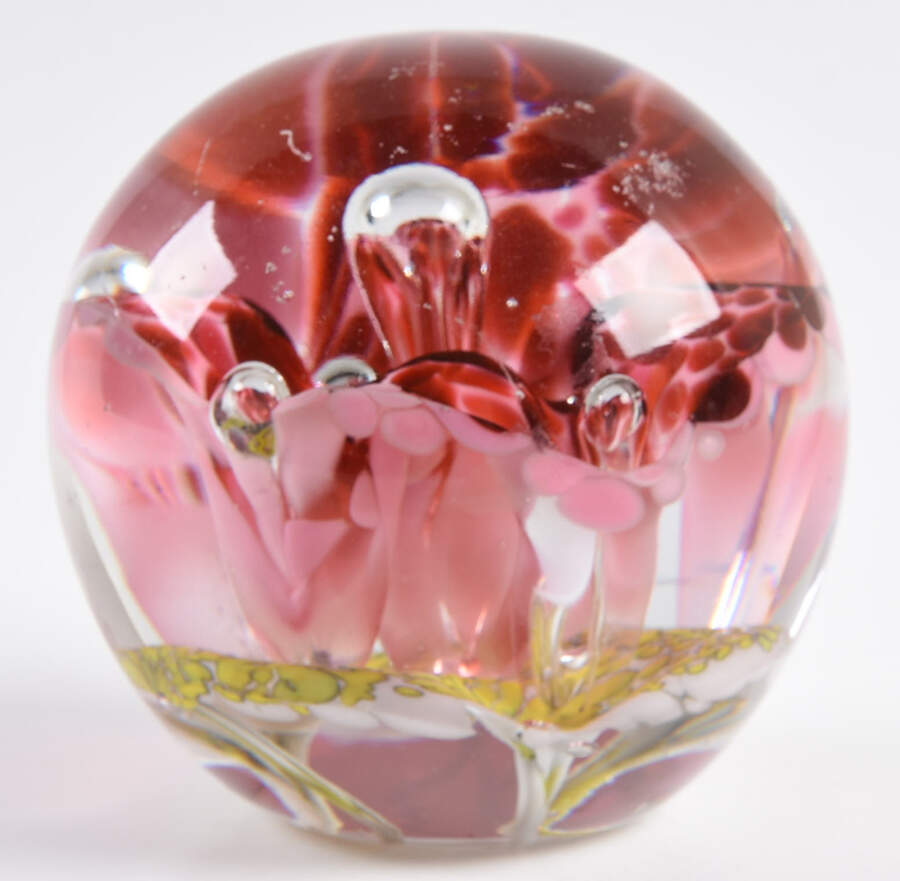 Murano Figurines Pink, Red Flowers Paperweight - No Box by Murano Glass-1