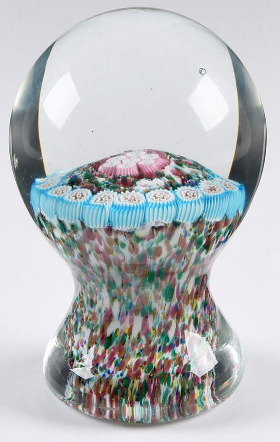 Murano Figurines Millefiori Paperweight Blue And Pink   - No Box by Murano Glass-1