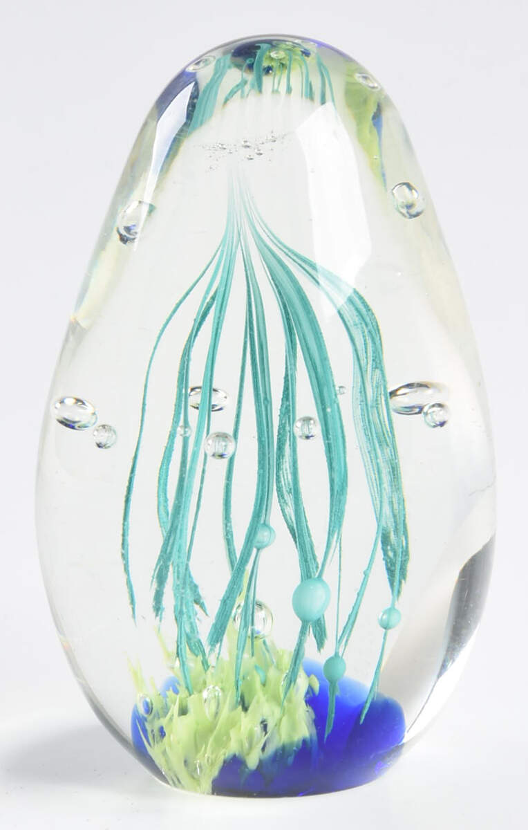 Murano Figurines Paperweight Egg Shape Blue Teal Green - No Box by Murano Glass-1