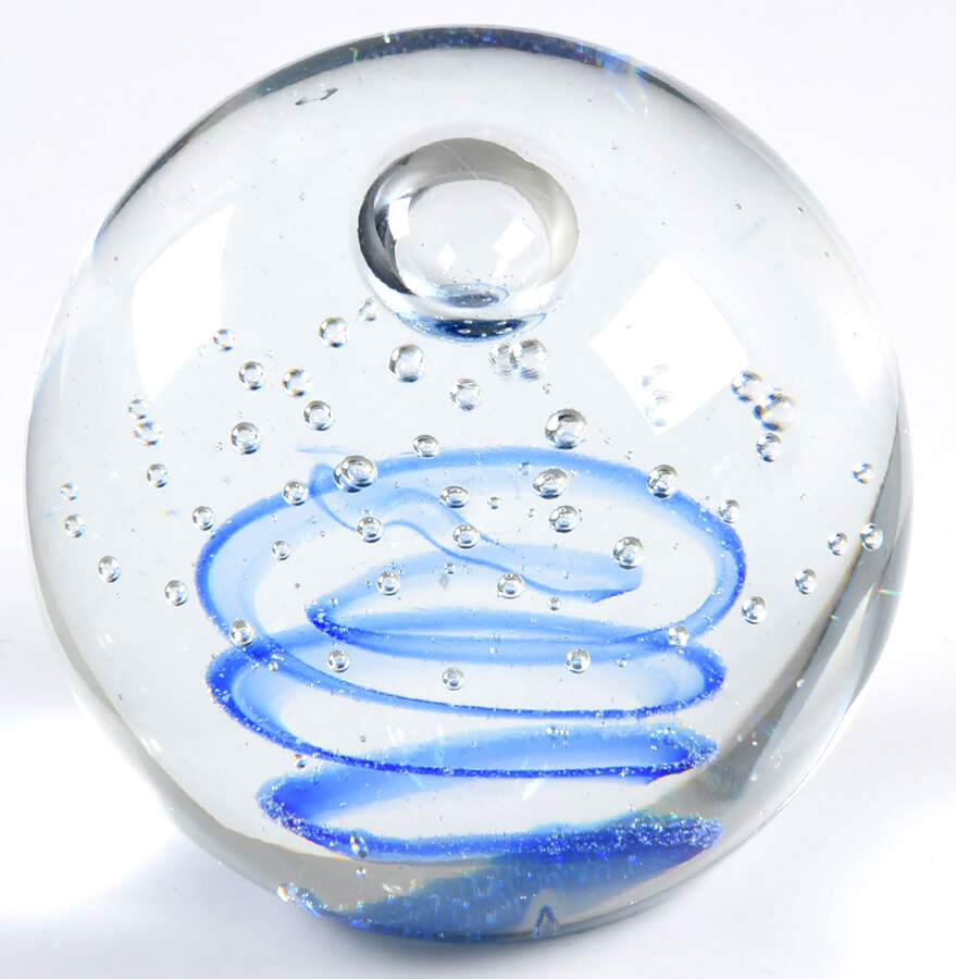 Murano Figurines Paperweight Blue Swirl Controled Bubbles - No Box by Murano Glass-1