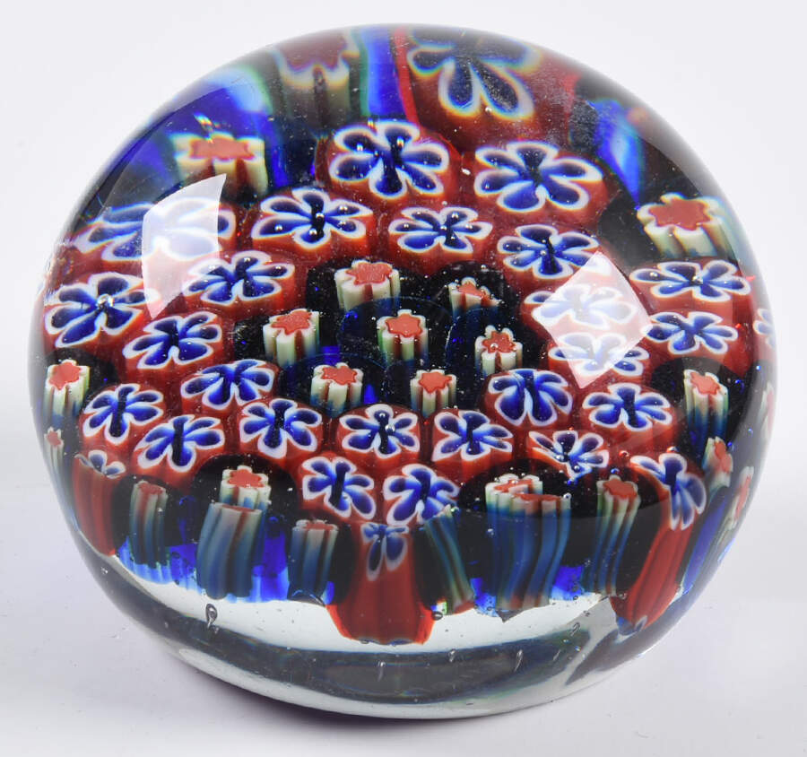 Murano Figurines Millefiori Paperweight Blue Red Green - No Box by Murano Glass-1