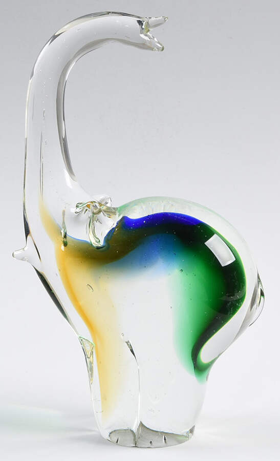 Murano Figurines Elephant Green Yelllow - No Box by Murano Glass-1