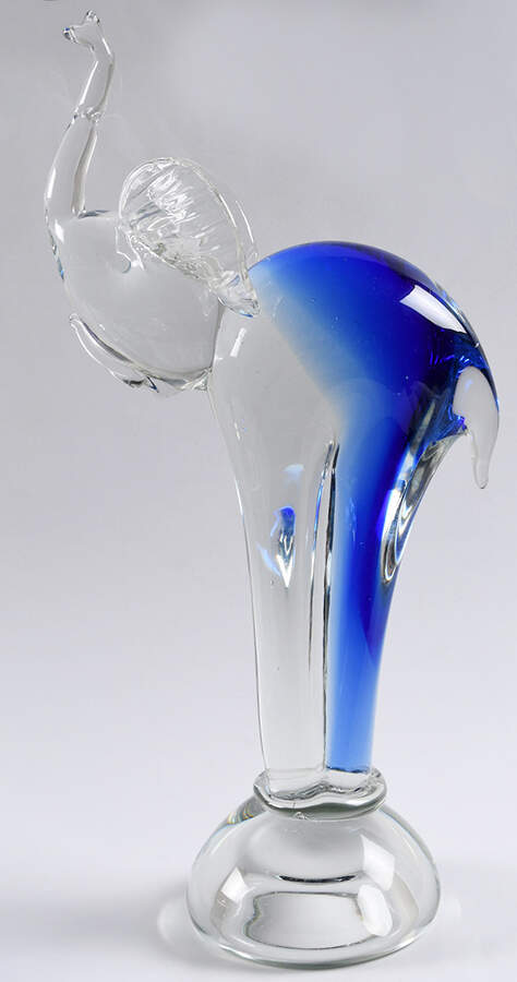Murano Figurines Elephant-Cobalt And Clear - No Box by Murano Glass-1