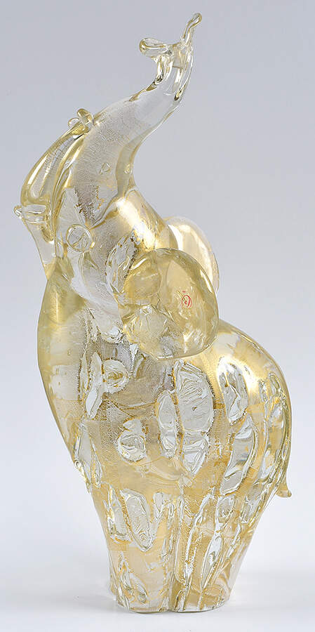 Murano Figurines Elephant-Clear And Gold - No Box by Murano Glass-1