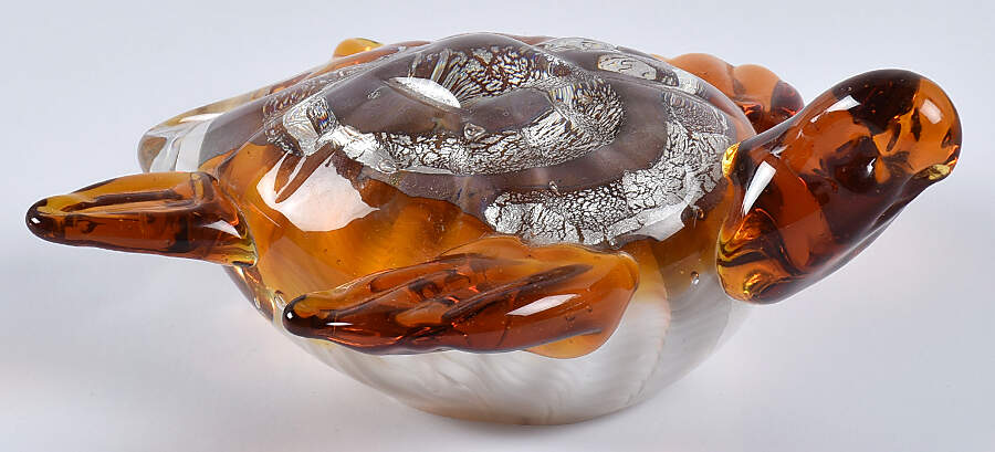 Murano Figurines Turtle - Amber Silver White - No Box by Murano Glass-1