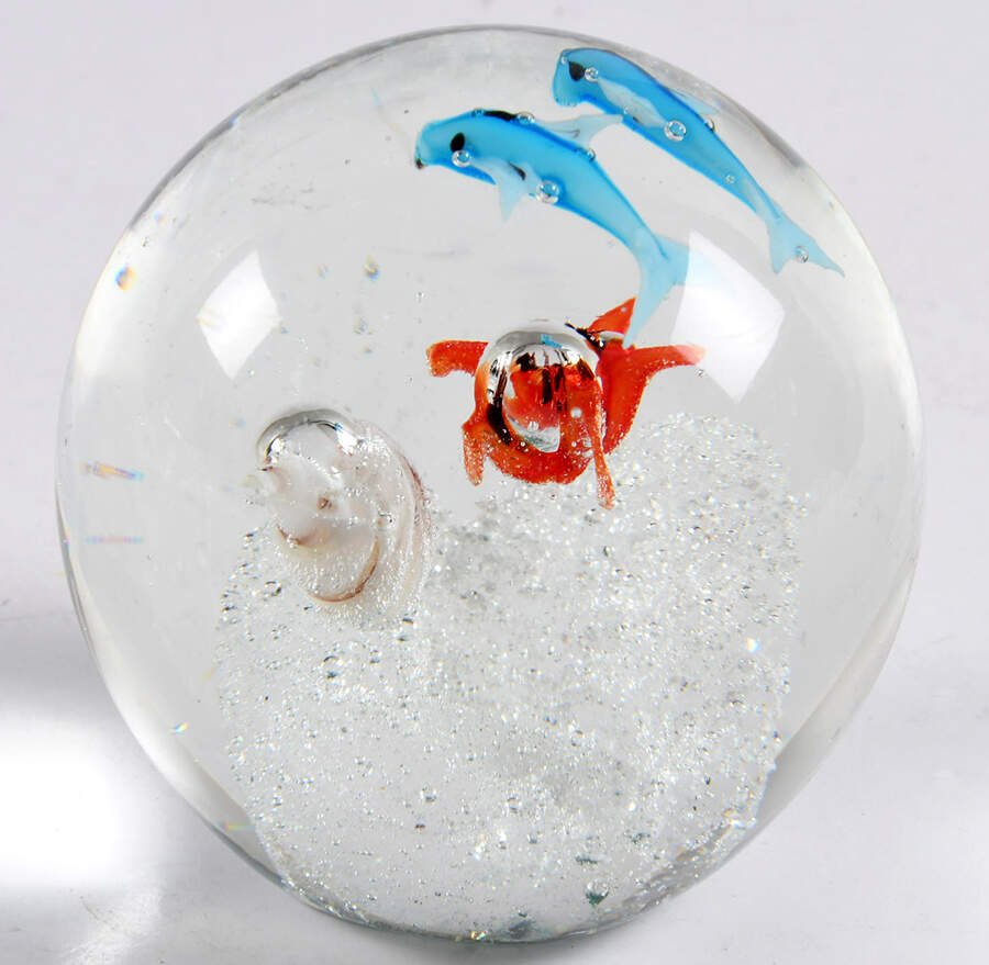 Murano Figurines Aquarium 2 Blue Fish - No Box by Murano Glass-1