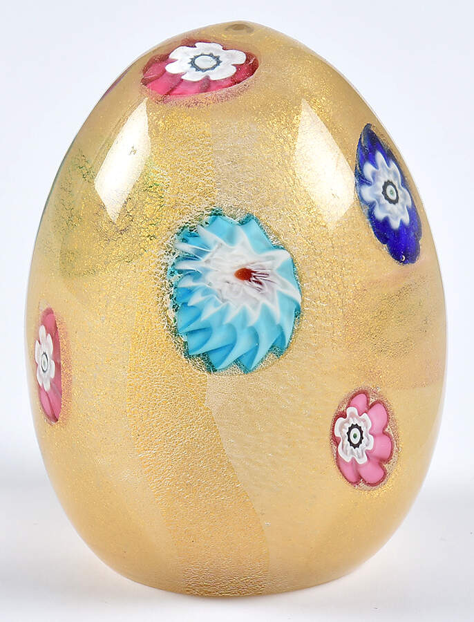 Murano Figurines Scattered Millefiori Gold Flake Egg - No Box by Murano Glass-1