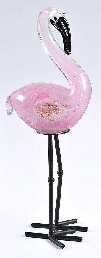 Murano Figurines Flamingo Pink  - Metal Legs - No Box by Murano Glass-1