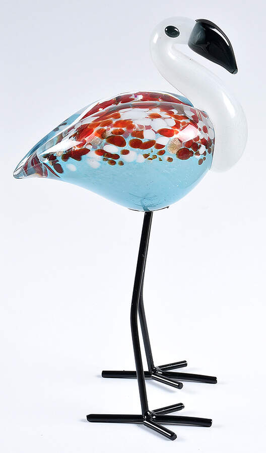 Murano Figurines Flamingo Multicolor  - Metal Legs - No Box by Murano Glass-1