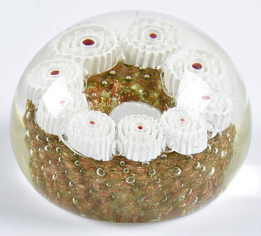 Murano Figurines Millefiori White And Gold Dust - No Box by Murano Glass-1
