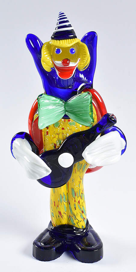 Murano Figurines Clown With Blue Guitar - No Box by Murano Glass-1