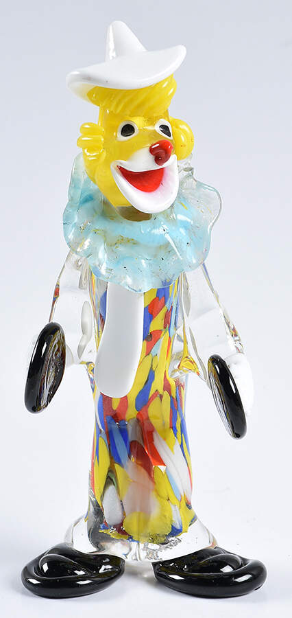 Murano Figurines Clown White Hat Playing Cymbals - No Box by Murano Glass-1