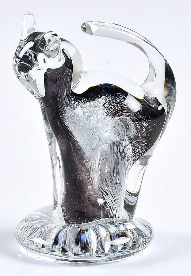 Murano Figurines Small Cat Black And White - No Box by Murano Glass-1