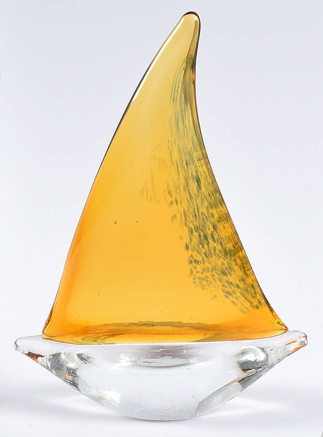 Murano Figurines Sailboat Clear Amber - No Box by Murano Glass-1