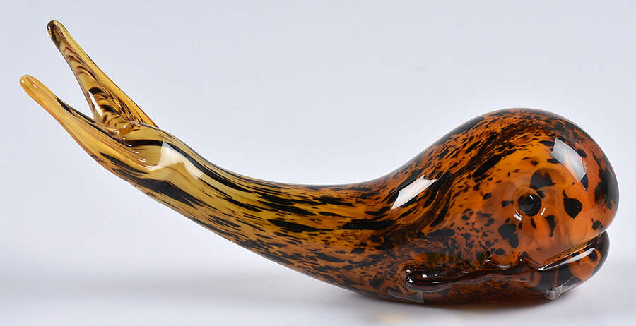 Murano Figurines Whale Amber Black - No Box by Murano Glass-1