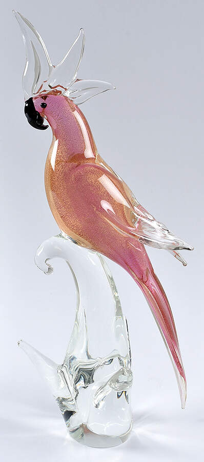 Murano Figurines Cockatoo-Pink With Gold - No Box by Murano Glass-1