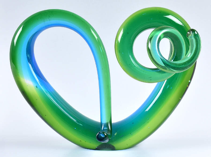 Murano Figurines Heart Swirl-Blue,Green - No Box by Murano Glass-1