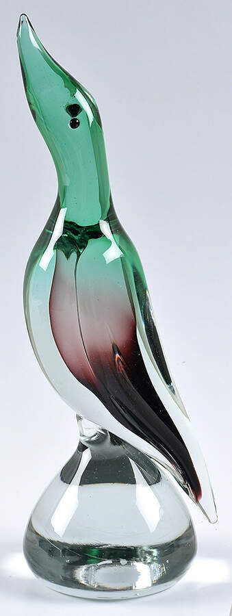 Murano Figurines Bird- Green On Clear Base - No Box by Murano Glass-1