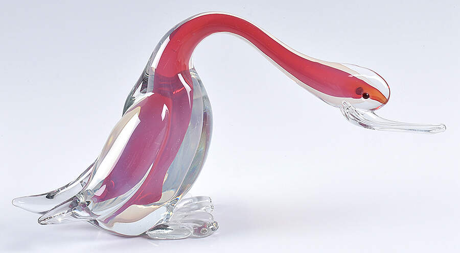 Murano Figurines Duck-Head Down,Clear,Red - No Box by Murano Glass-1