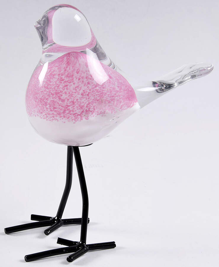 Murano Figurines Pink Bird Metal Legs - No Box by Murano Glass-1